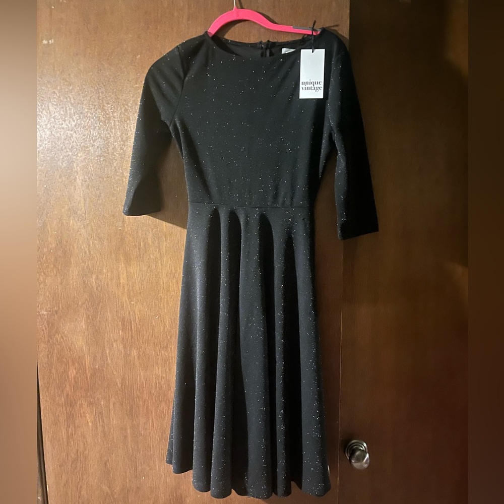 Black sparkle extra small Unique Vintage dress